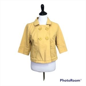 Fossil double breasted 3/4 sleeve slant pocket cropped blazer/jacket